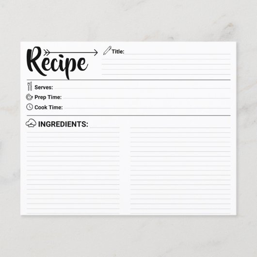 Double Sided Blank Recipe Card (Cooking Cards) (正面)