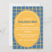 Double-Sided Blue Yellow Bright Plaid Hand-Drawn 招待状 (正面)