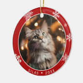 Double Sided Cat Photo Keepsake Christmas Ornament セラミックオーナメント (左)