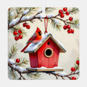 Double Sided Christmas Cardinals メタルオーナメント (裏面)