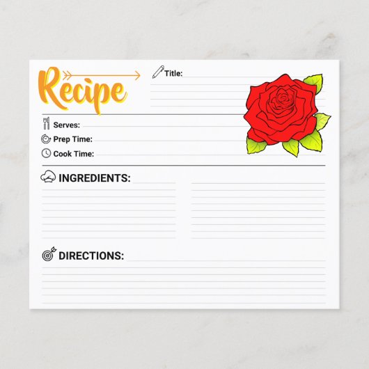 Double Sided Cute Flower Floral Blank Recipe Card (正面)