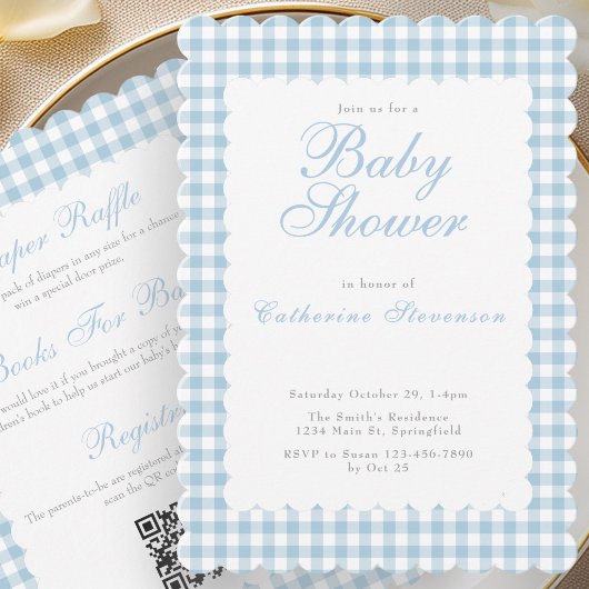 Double Sided Dusty Blue Baby Shower Invitation 招待状