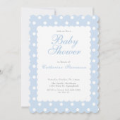 Double Sided Dusty Blue Dot Baby Shower Invitation 招待状 (正面)
