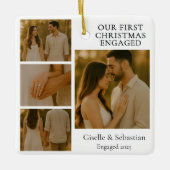 Double Sided First Christmas Engaged Photo セラミックオーナメント (正面)