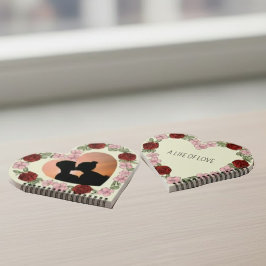 Double-Sided Floral Heart Custom Photo & Quote Not ノートブック