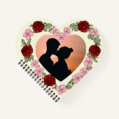 Double-Sided Floral Heart Custom Photo & Quote Not ノートブック (正面)