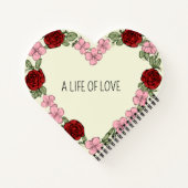 Double-Sided Floral Heart Custom Photo & Quote Not ノートブック (裏面)
