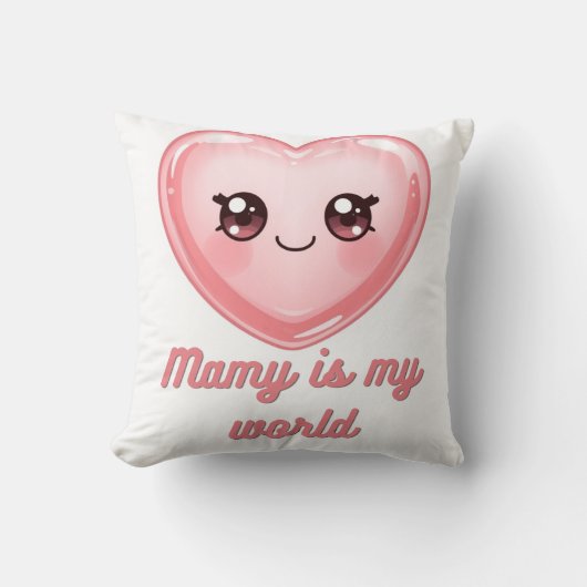 Double Sided Kawaii Heart Pillow - Mamy is my worl クッション (正面)