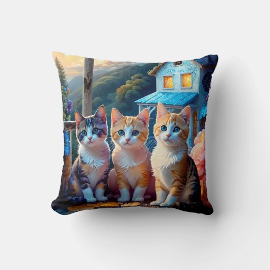 Double Sided Kitten Pillow クッション (正面)
