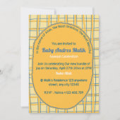Double-Sided Light Yellow Bright Plaid Hand-Drawn 招待状 (正面)