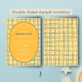 Double-Sided Light Yellow Bright Plaid Hand-Drawn 招待状