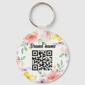 Double sided Logo QR Code floral keychain キーホルダー (裏面)