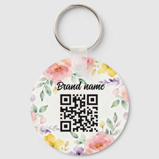 Double sided Logo QR Code floral keychain キーホルダー (裏面)