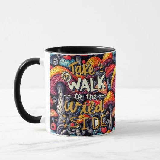 Double-Sided Mushroom Magic Retro Mug マグカップ (左)