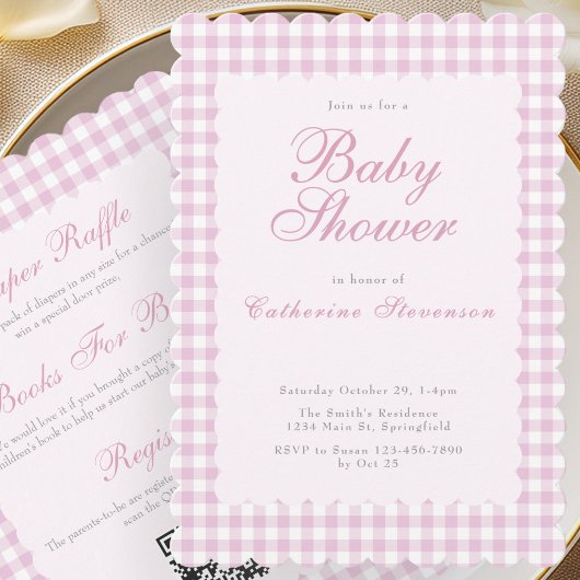 Double Sided Pink Baby Shower Invitation  招待状