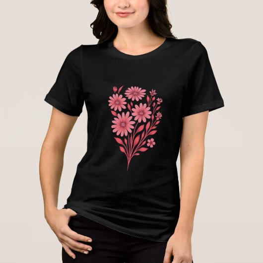 Double-Sided Pink Floral Bouquet T-Shirt トライブレンドＴシャツ (正面)