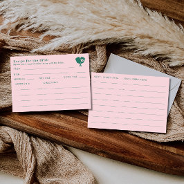 Double Sided Pink Green Bridal Shower Recipe  エンクロージャーカード