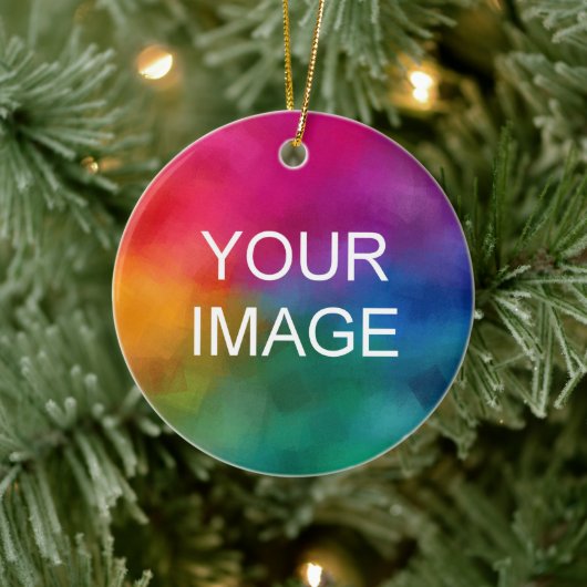 Double Sided Print Upload Own Photo Logo to Circle セラミックオーナメント (ツリー)