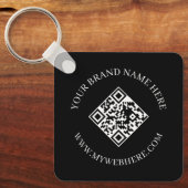 Double Sided QR Code Custom Text Black Keychains キーホルダー (正面)