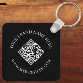 Double Sided QR Code Custom Text Black Keychains キーホルダー (裏面)