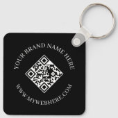 Double Sided QR Code Custom Text Black Keychains キーホルダー (裏面)