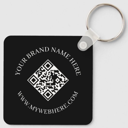 Double Sided QR Code Custom Text Black Keychains キーホルダー (裏面)