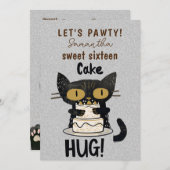 Double Sided-Sweet Sixteen-Paw-ty! Pur-fect 招待状 (正面/裏面)
