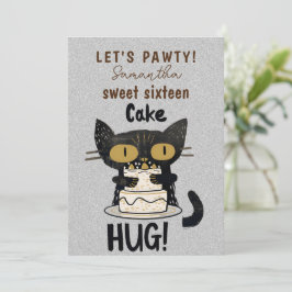 Double Sided-Sweet Sixteen-Paw-ty! Pur-fect 招待状