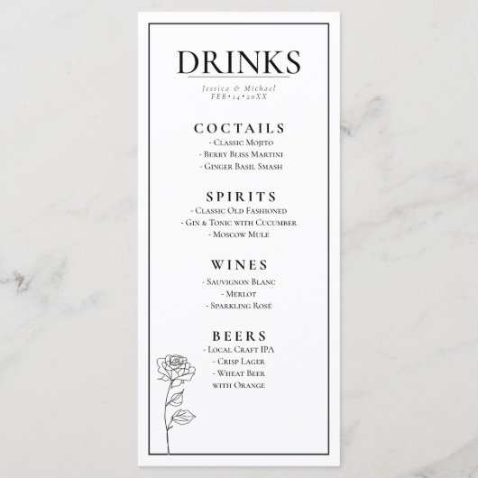 Double sided  Timeless Bloom   メニュー (裏面)