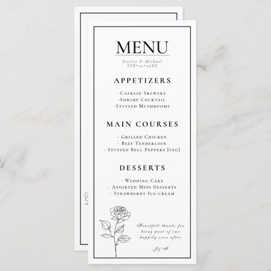 Double sided Timeless Bloom メニュー (正面/裏面)