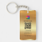 Double Sided Upload Your Logo Gold Add QR Code キーホルダー (正面)