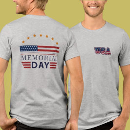 Double-Sided USA Memorial Day Patriotic トライブレンドＴシャツ