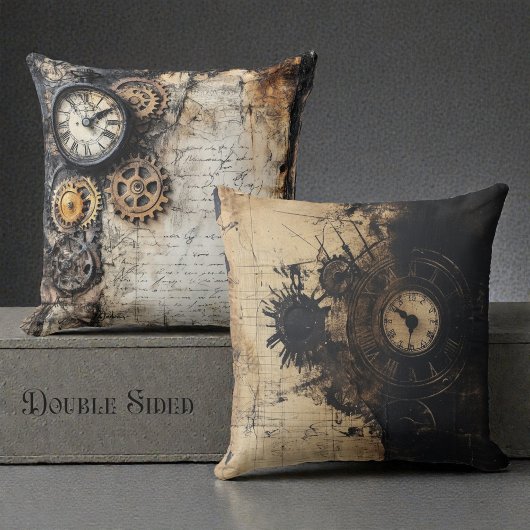 Double Sided Victorian Steam Punk クッション