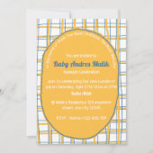 Double-Sided White Yellow Bright Plaid Hand-Drawn 招待状 (正面)