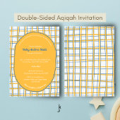 Double-Sided White Yellow Bright Plaid Hand-Drawn 招待状