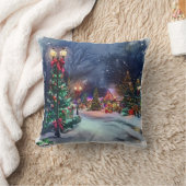 Double-Sided Winter Wonderland Throw Pillow クッション (ブランケット)