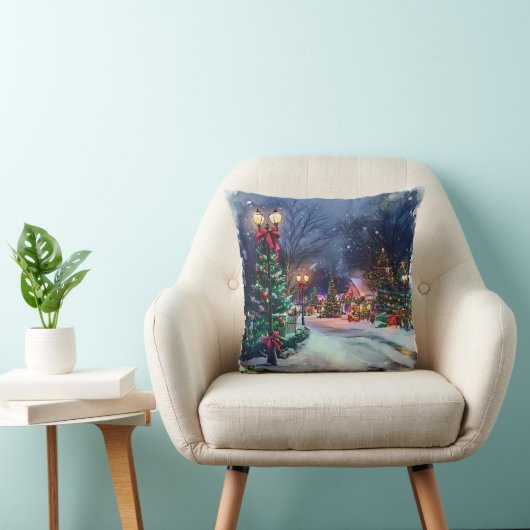 Double-Sided Winter Wonderland Throw Pillow クッション (椅子)