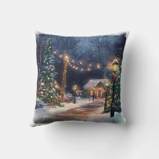 Double-Sided Winter Wonderland Throw Pillow クッション (裏面)