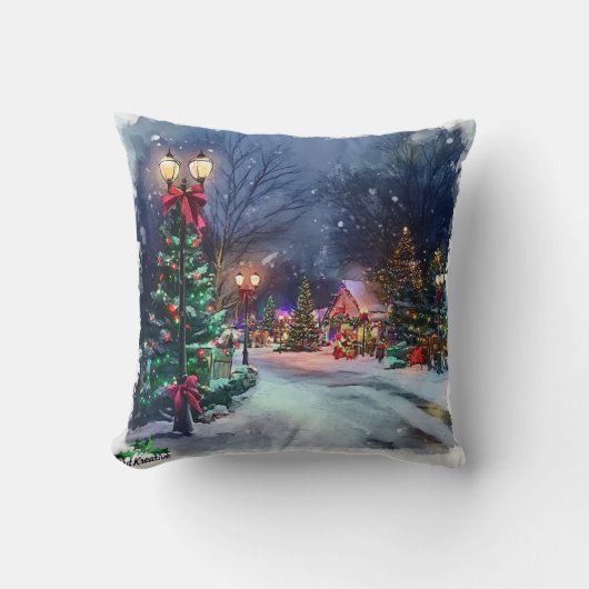 Double-Sided Winter Wonderland Throw Pillow クッション (正面)