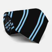 Double Stripe Black & Sky ネクタイ (ロール)