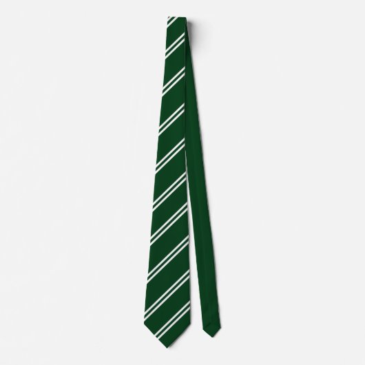 Double Stripe Green & White ネクタイ (正面)