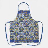 Double‑Text Azulejo Kitchen Apron  エプロン (正面)