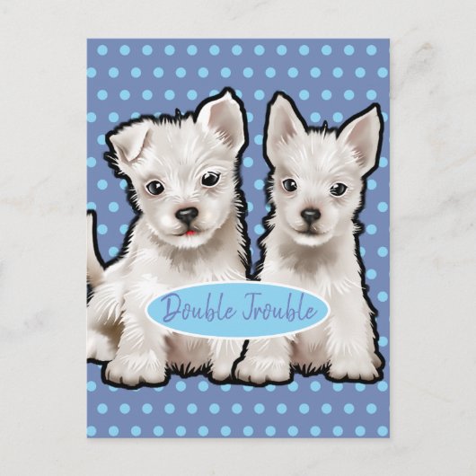 Double Trouble Twin Pupsはがき ポストカード (正面)