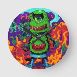 Double Up on Monstrosity - Ken Gage Art ラウンド壁時計