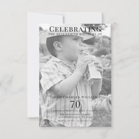 Double Young/Old Photo 70th Birthday 招待状 (正面)