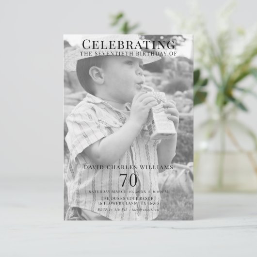 Double Young/Old Photo 70th Birthday 招待状 (スタンド正面)