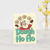 Dough Ho Ho – Funny Christmas Donut Pun  カード (黄色い花)
