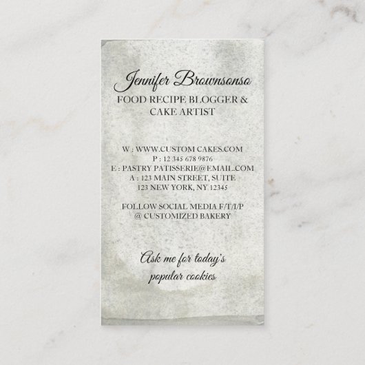 Dough on Tray Food Recipe Bakery Cake Making 名刺 (裏面)