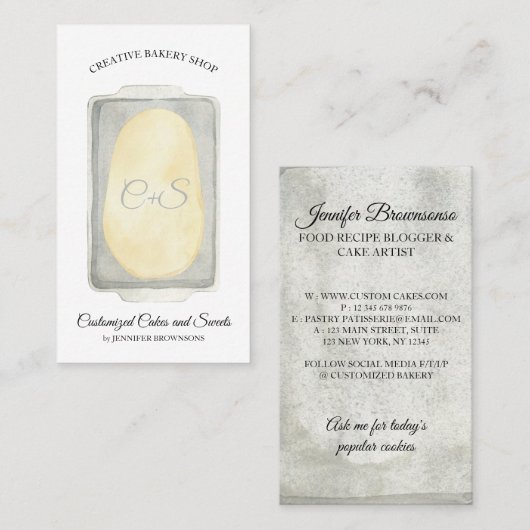 Dough on Tray Food Recipe Bakery Cake Making 名刺 (正面/裏面)