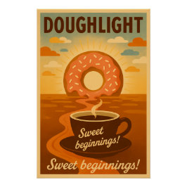 Doughlight Retro Donut Coffee Poster ポスター